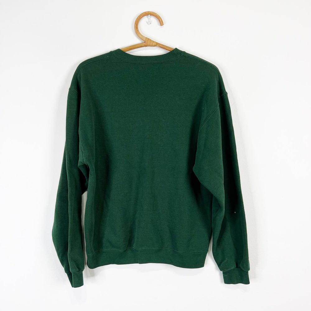 Vintage school sweater sweatshirt green and white Mossville Warriors Size Small - Picture 8 of 8